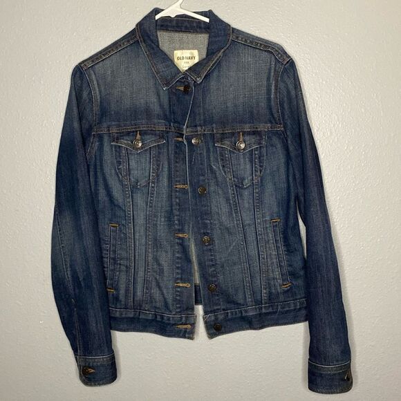 Old Navy Classic Jean Denim Button Up Front Jacket Dark Wash Size Large - Picture 1 of 13